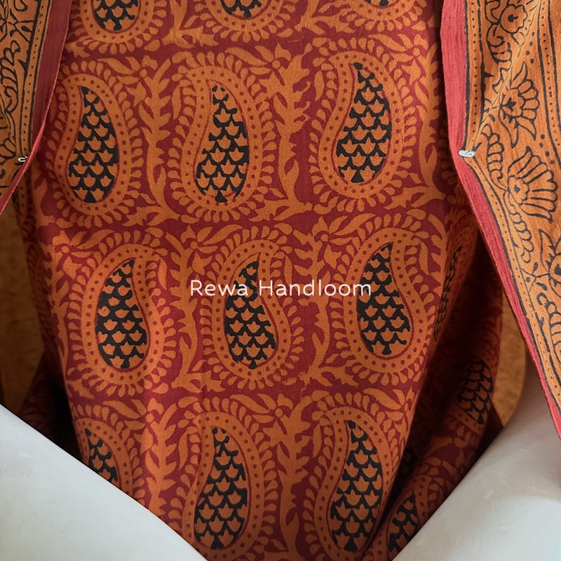 Orange-Maroon Bagh Print Cotton Suit BGCSJ0133