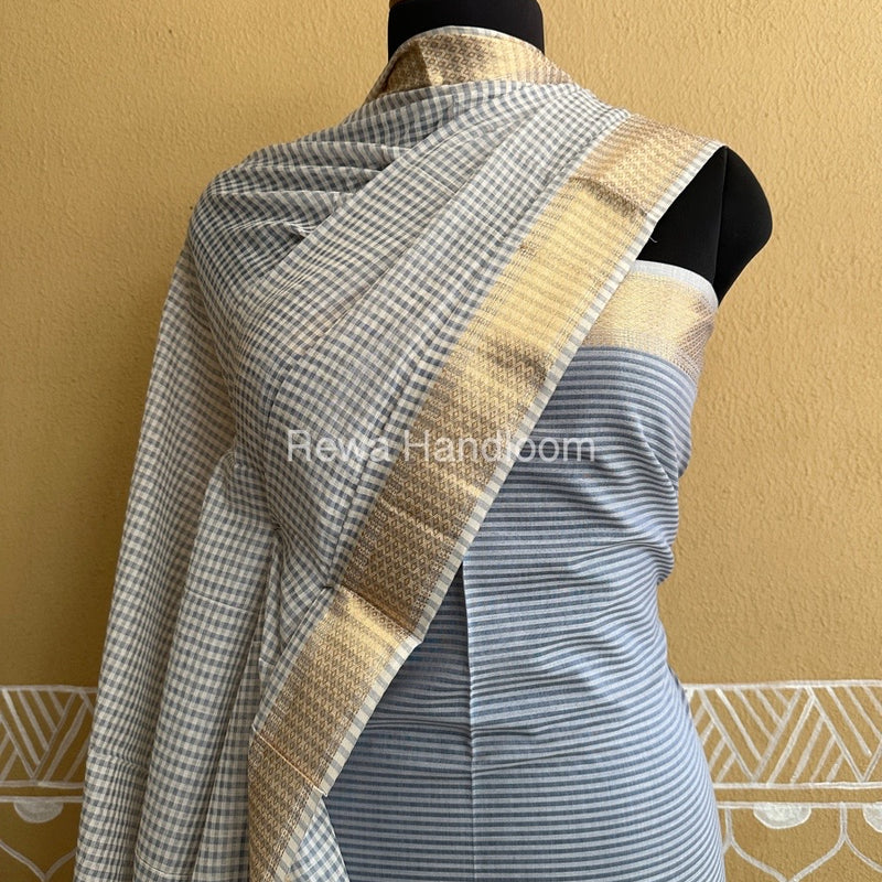 Maheshwari Grey Checks Dress Material CPT03