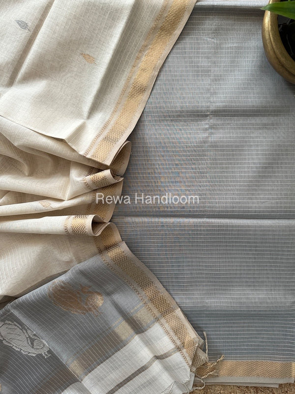 Maheshwari Peacock Buta-Buti Top-Dupatta Set