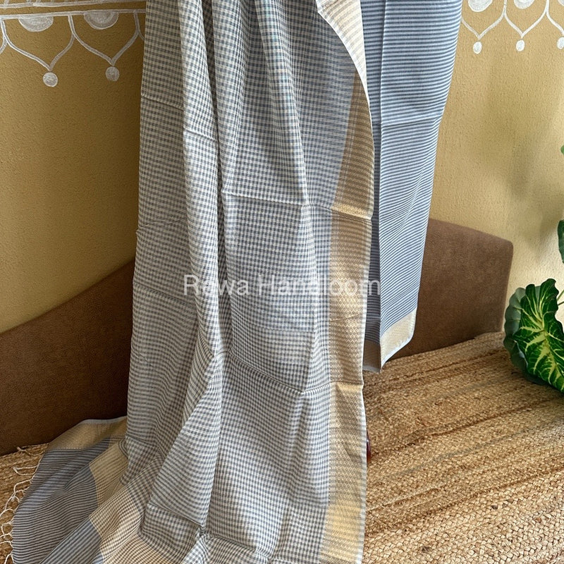 Maheshwari Grey Checks Dress Material CPT03