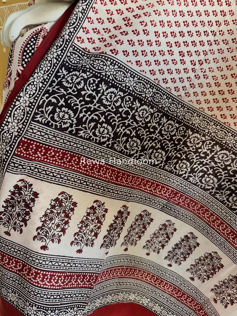 White-Red Bagh Print Cotton Suit BGCSJ0219