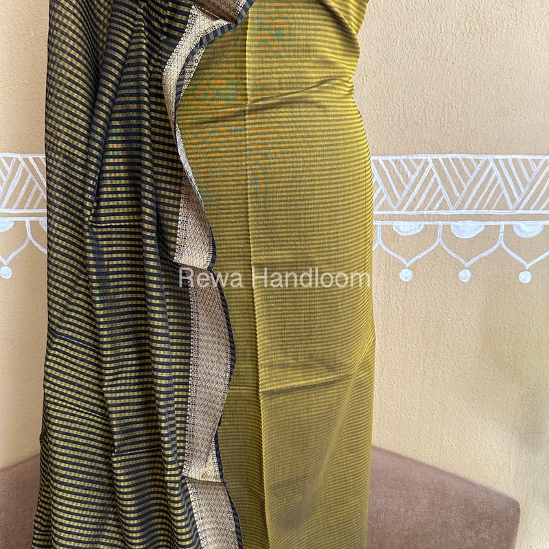 Maheshwari Mustard Yellow Checks Dress Material CPT04