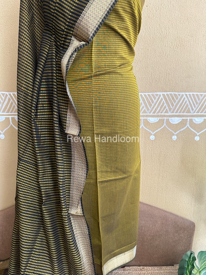 Maheshwari Mustard Yellow Checks Dress Material CPT04
