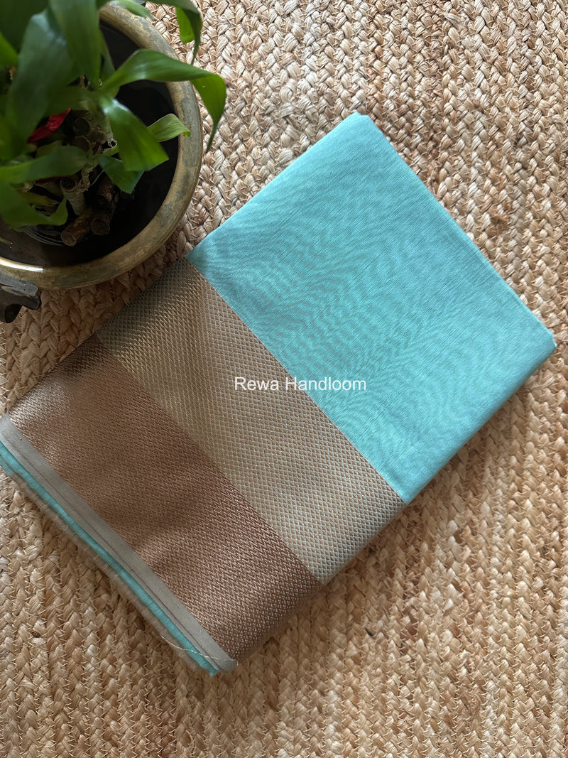 Maheshwari Light Aqua Green Resham Thread Border Saree ZRBS07