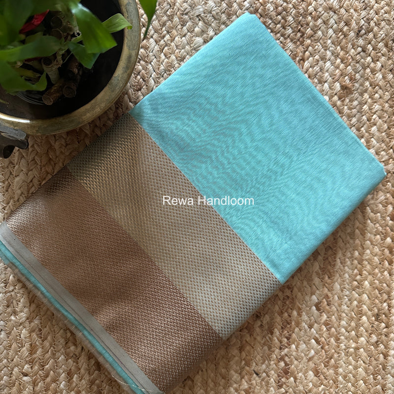 Maheshwari Light Aqua Green Resham Thread Border Saree ZRBS07