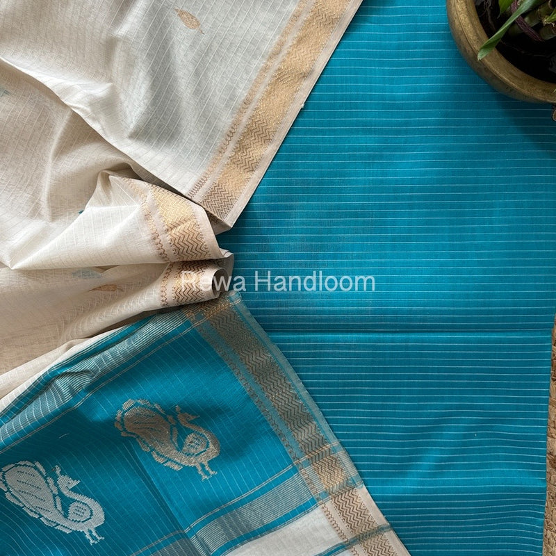 Maheshwari Peacock Buta-Buti Top-Dupatta Set