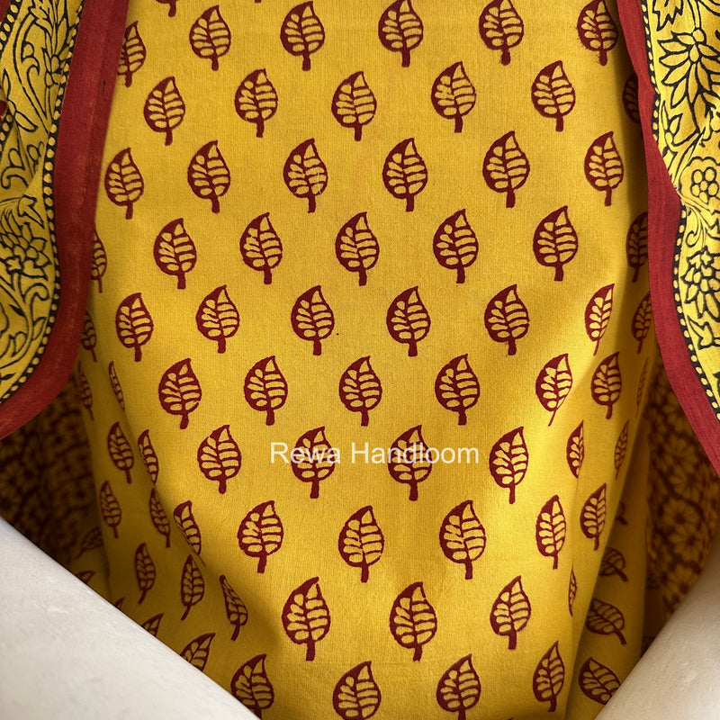 Yellow-Red Bagh Print Cotton Suit BCSP0149