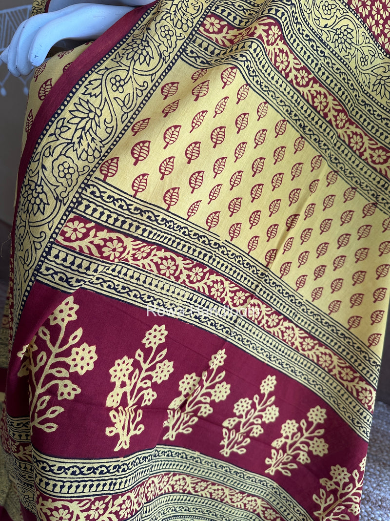 Yellow-Red Bagh Print Cotton Suit BCSP0149