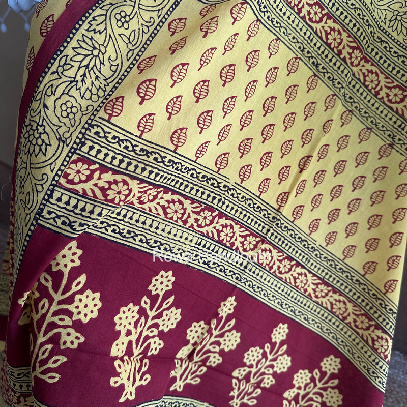 Yellow-Red Bagh Print Cotton Suit BCSP0149