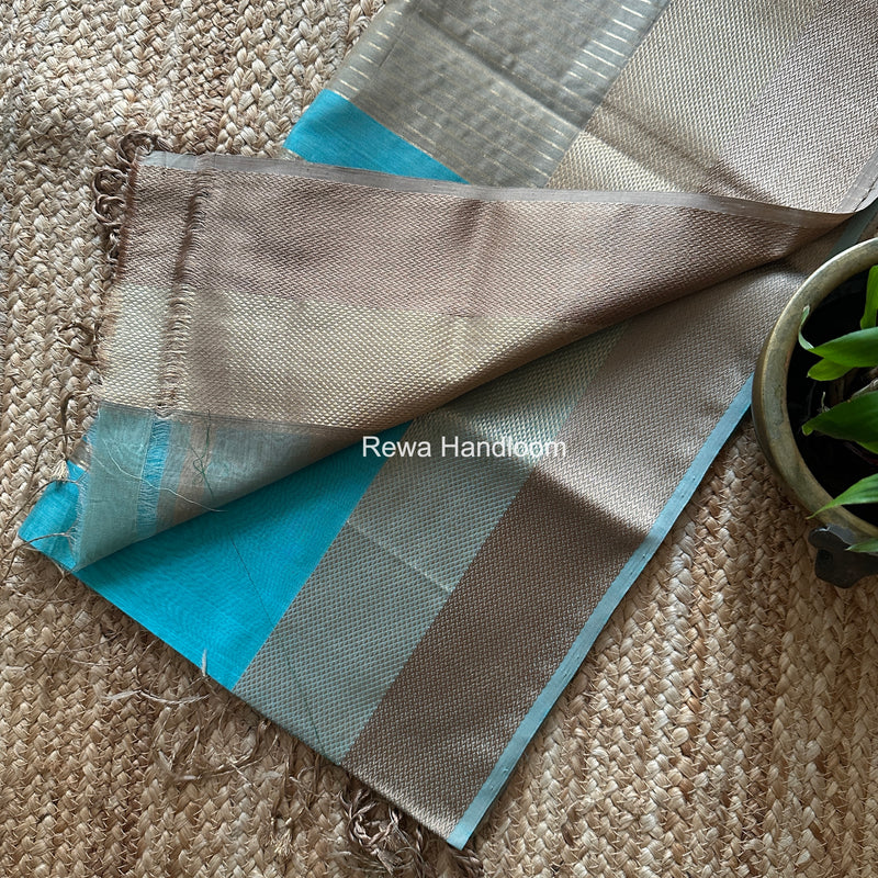 Maheshwari Turquoise Blue Resham Thread Border Saree ZRBS09