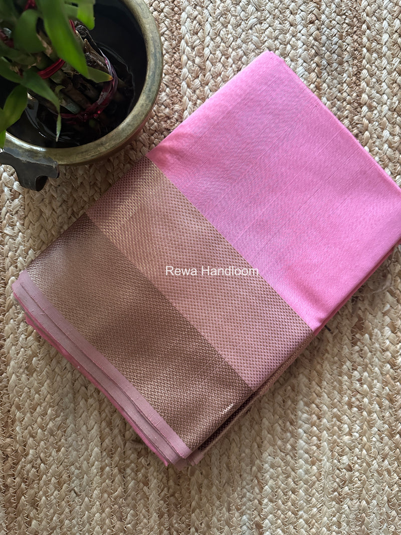 Maheshwari Pink Resham Thread Border Saree ZRBS08