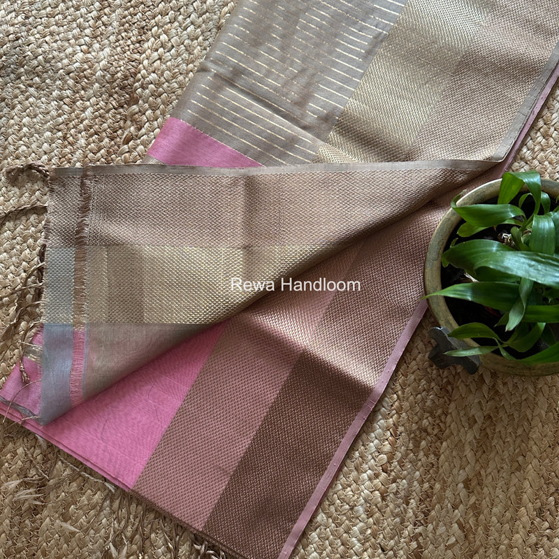 Maheshwari Pink Resham Thread Border Saree ZRBS08