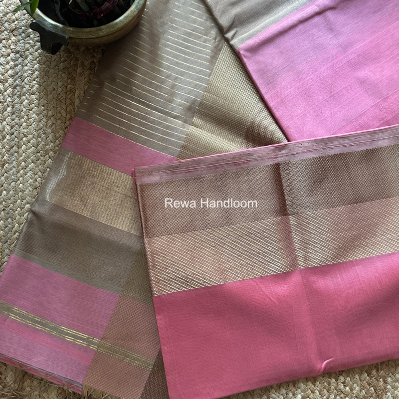 Maheshwari Pink Resham Thread Border Saree ZRBS08