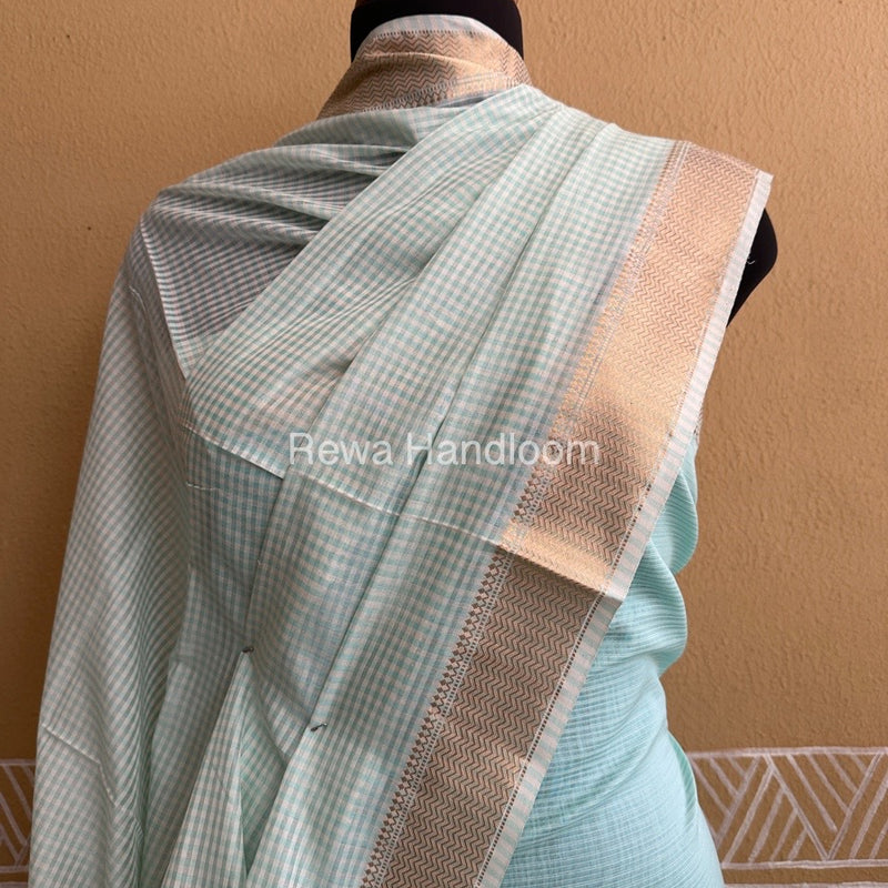 Maheshwari Light Green Checks Dress Material CPT22