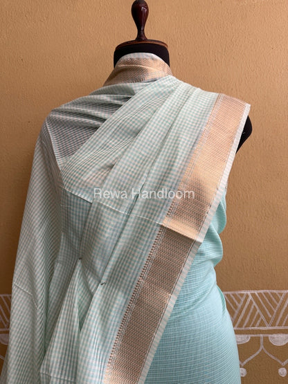 Maheshwari Light Green Checks Dress Material CPT22