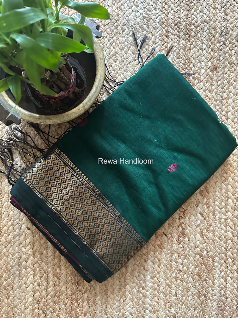 Maheshwari Green Butta Pallu Saree BTPS089