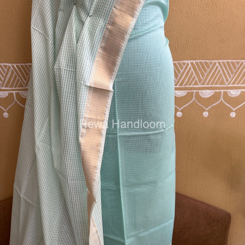 Maheshwari Light Green Checks Dress Material CPT22