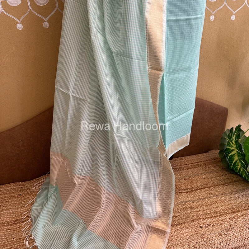 Maheshwari Light Green Checks Dress Material CPT22