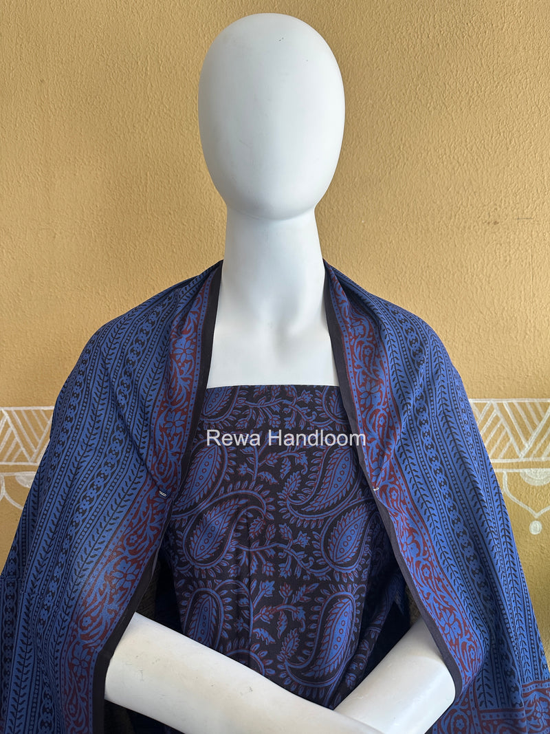 Black-Blue Bagh Print Cotton Suit BGCSJ0215