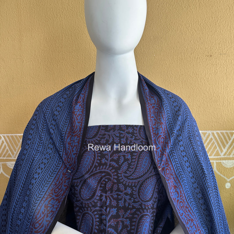 Black-Blue Bagh Print Cotton Suit BGCSJ0215