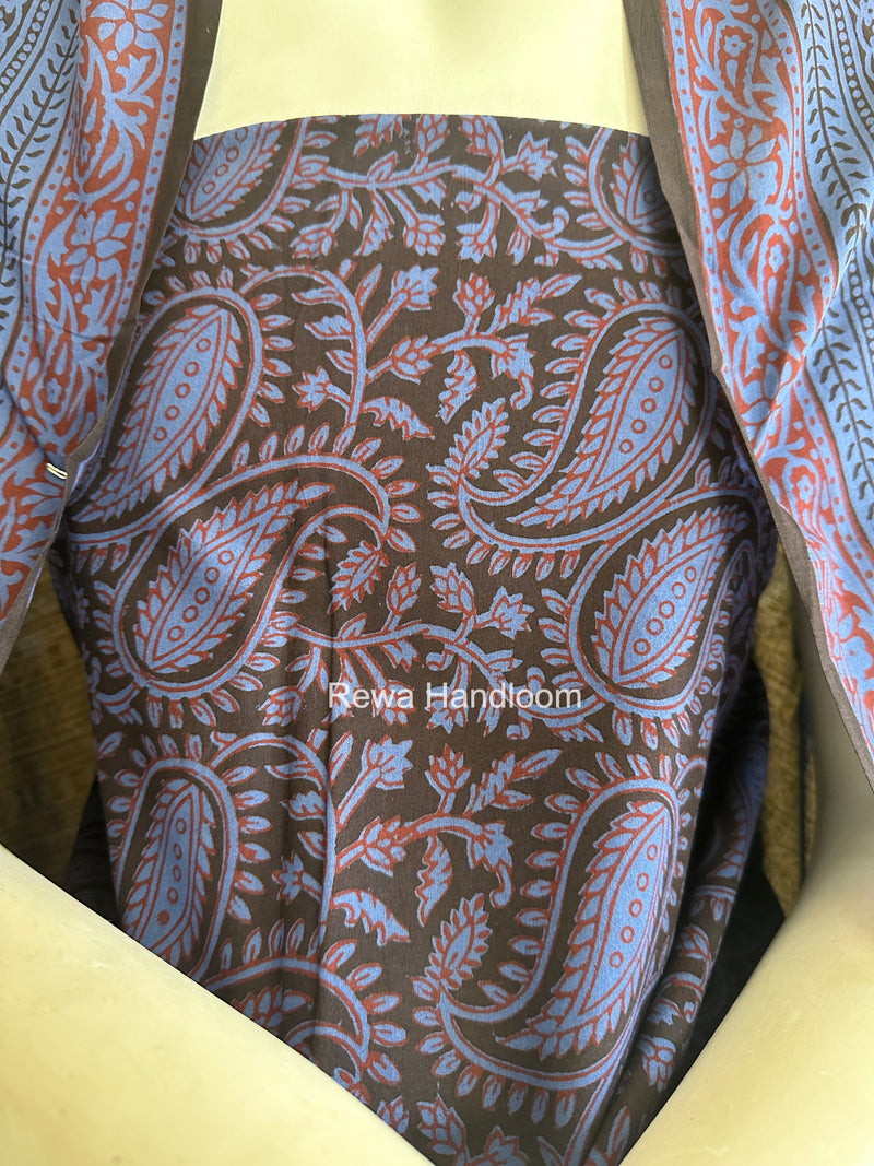Black-Blue Bagh Print Cotton Suit BGCSJ0215