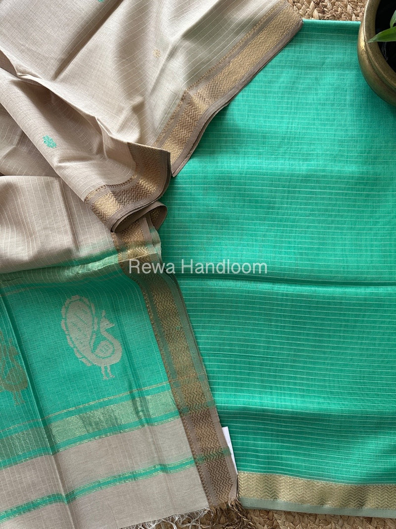 Maheshwari Peacock Buta-Buti Top-Dupatta Set