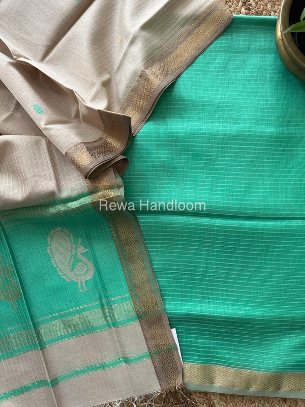 Maheshwari Peacock Buta-Buti Top-Dupatta Set