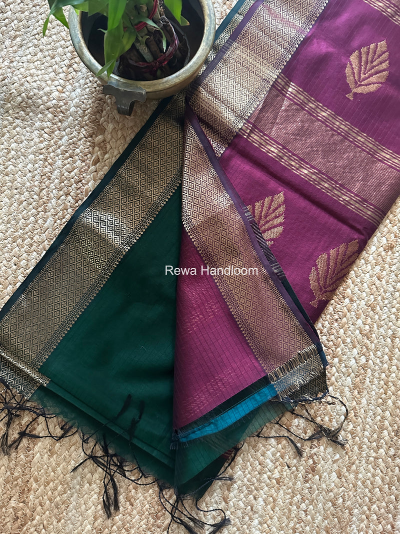 Maheshwari Green Butta Pallu Saree BTPS089