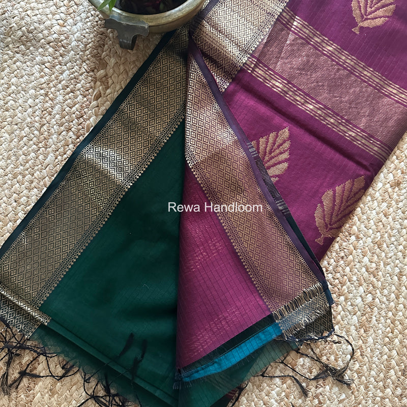 Maheshwari Green Butta Pallu Saree BTPS089