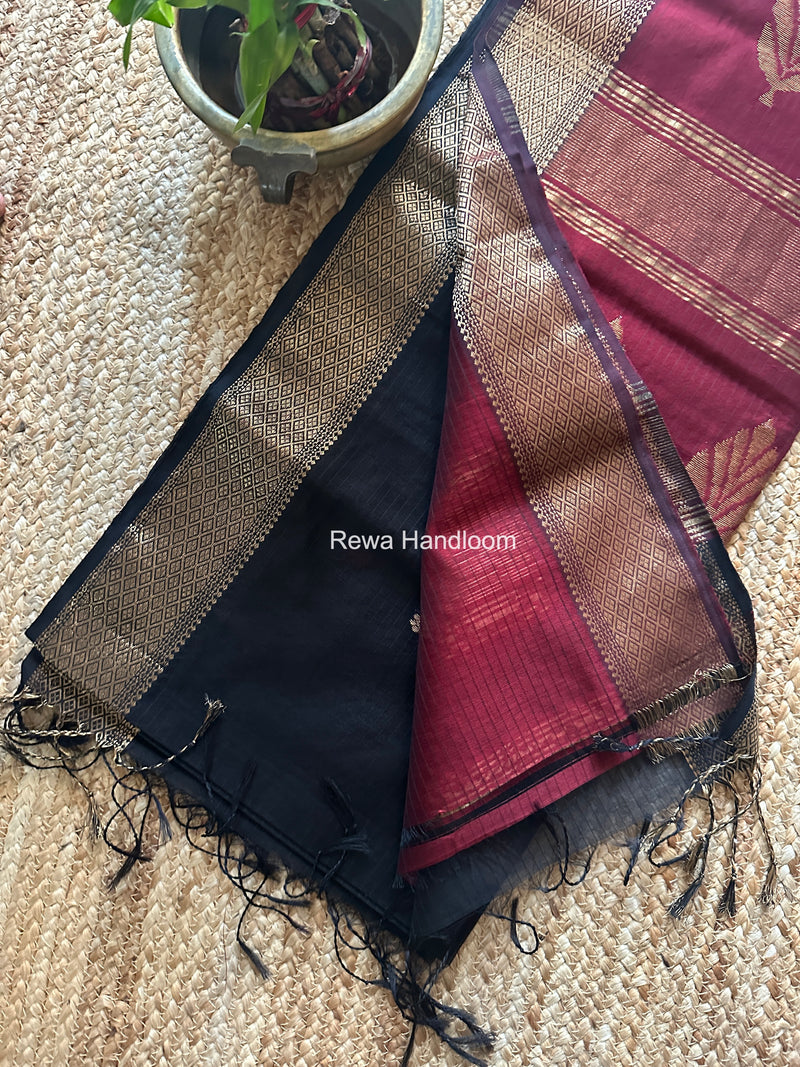 Maheshwari Black Butta Pallu Saree BTPS088