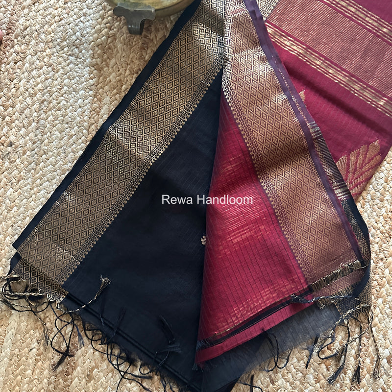 Maheshwari Black Butta Pallu Saree BTPS088