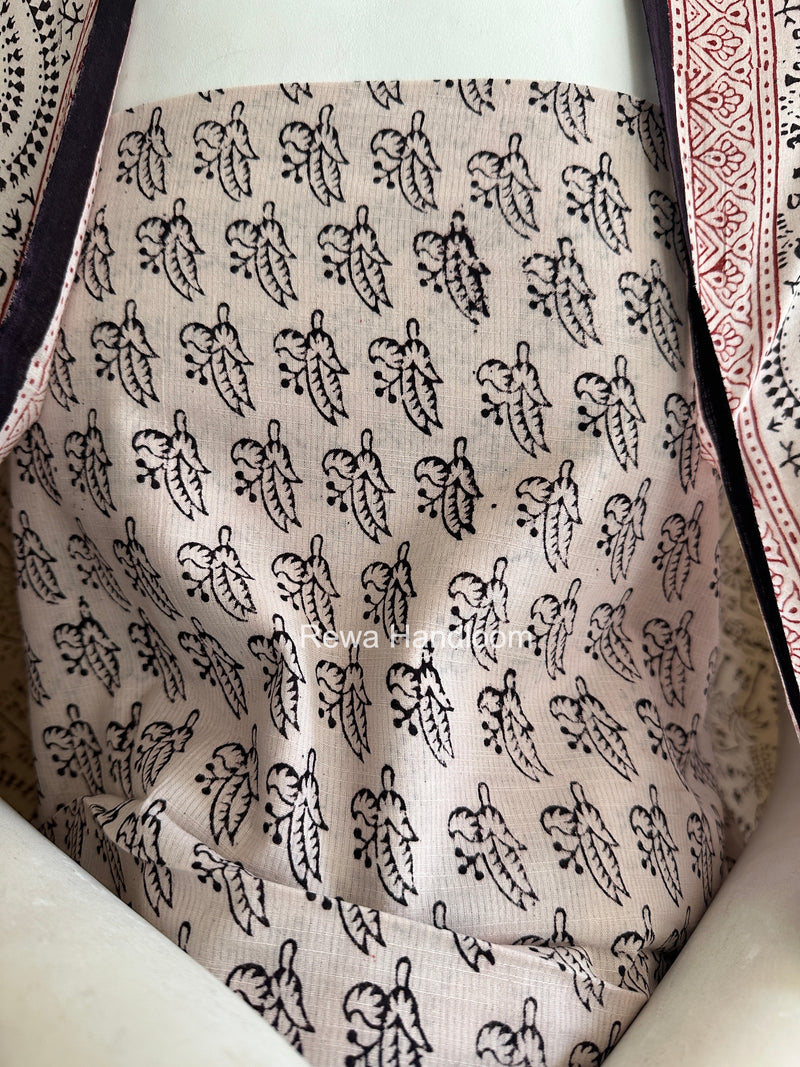 White-Black Bagh Print Cotton Suit BCSP0120