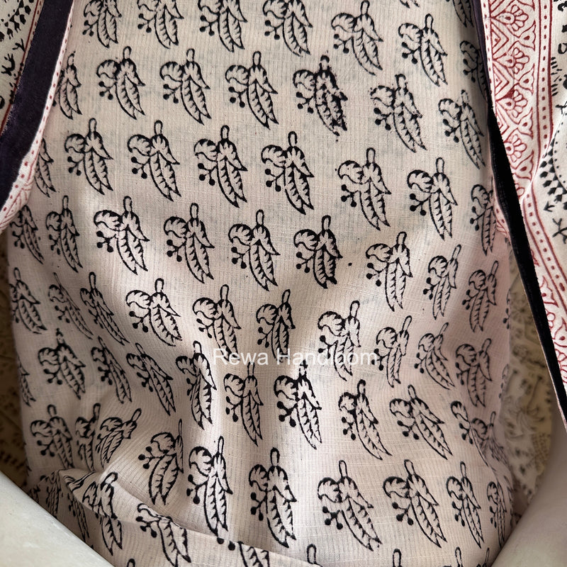 White-Black Bagh Print Cotton Suit BCSP0120