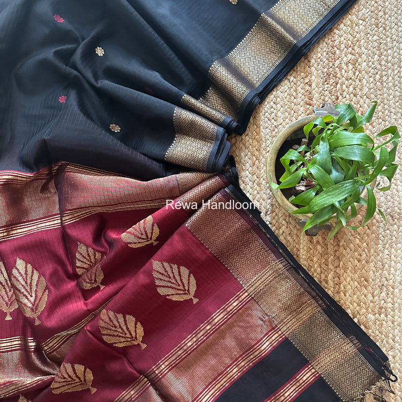 Maheshwari Black Butta Pallu Saree BTPS088