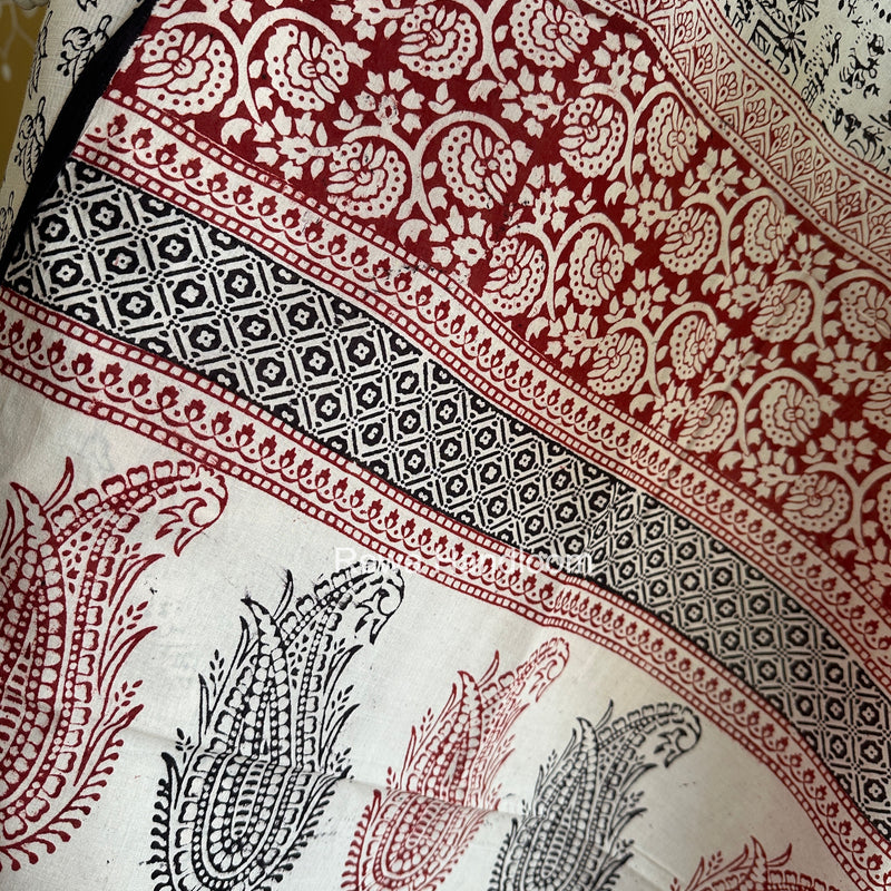 White-Black Bagh Print Cotton Suit BCSP0120
