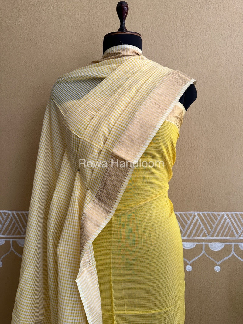 Maheshwari Yellow Checks Dress Material CPT21