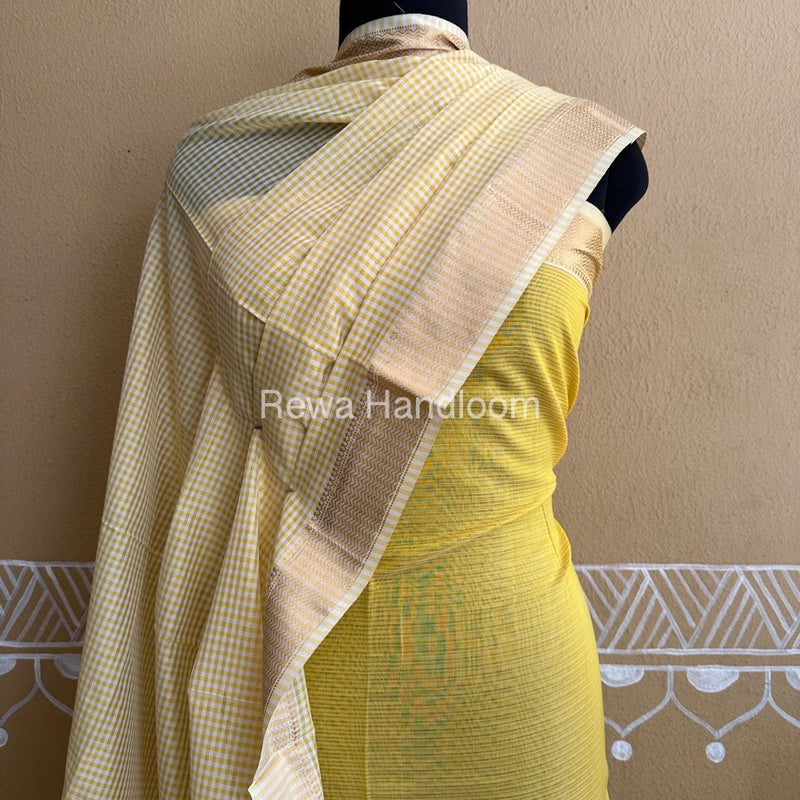Maheshwari Yellow Checks Dress Material CPT21