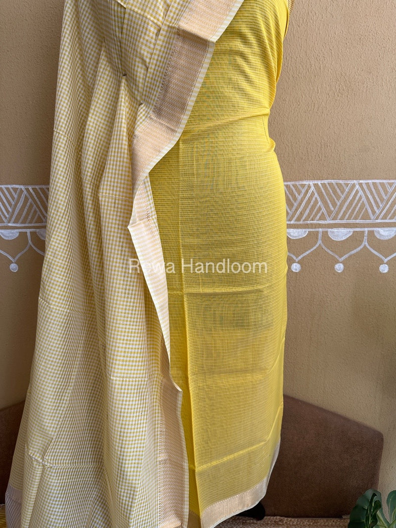 Maheshwari Yellow Checks Dress Material CPT21