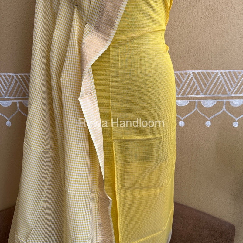 Maheshwari Yellow Checks Dress Material CPT21