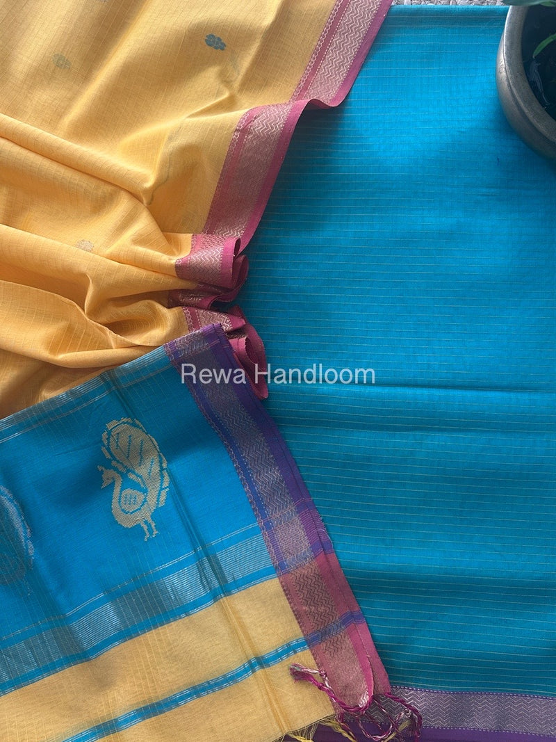 Maheshwari Peacock Buta-Buti Top-Dupatta Set