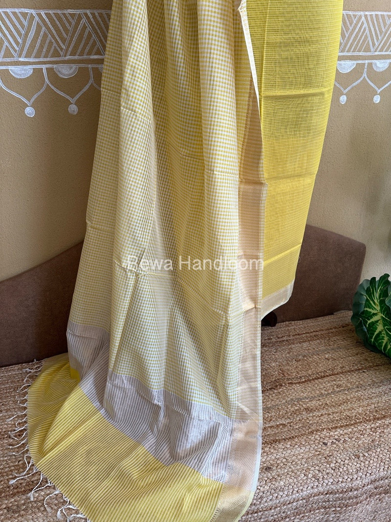 Maheshwari Yellow Checks Dress Material CPT21