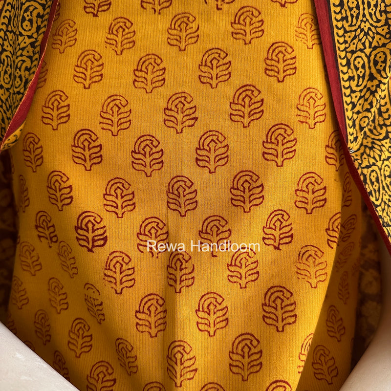Yellow-Red Bagh Print Cotton Suit BCSP094