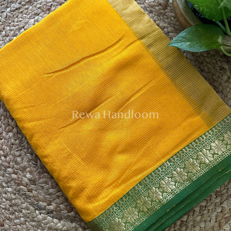 Maheshwari Yellow Garbha Reshami Silk Saree-GS02