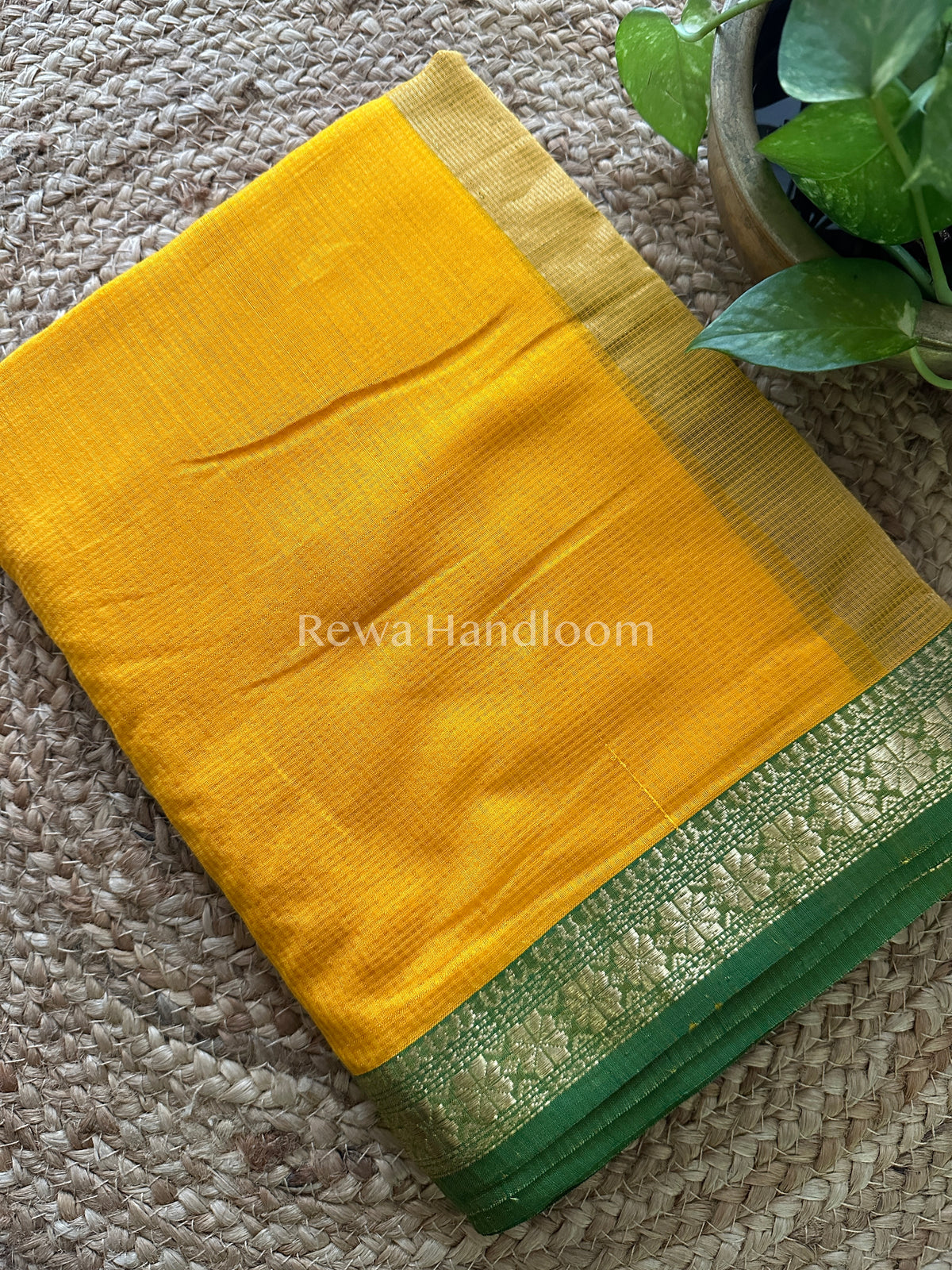 Maheshwari Yellow Garbha Reshami Silk Saree-GS02