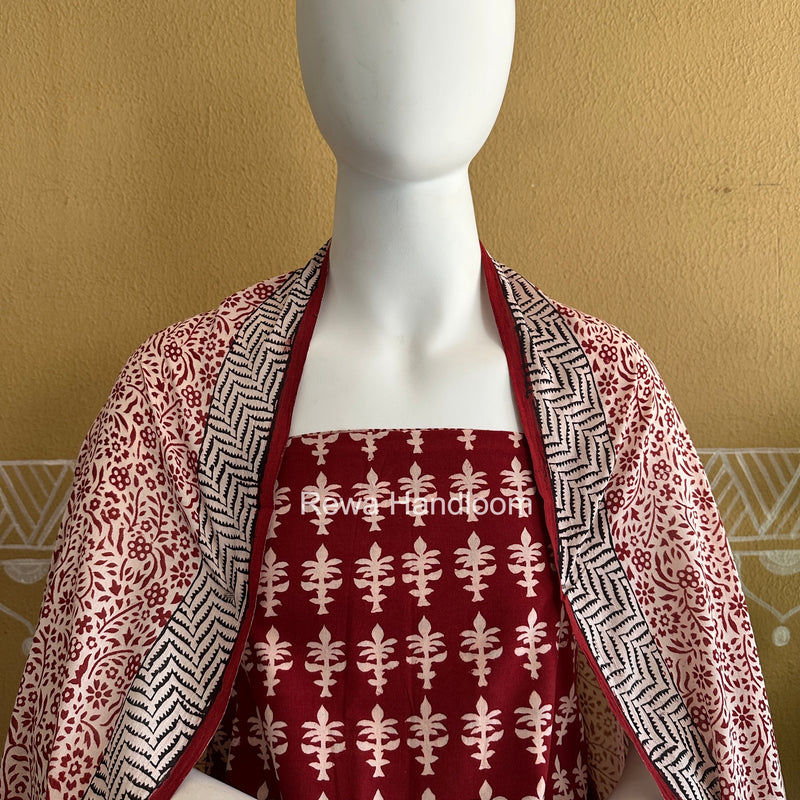 Red-White Bagh Print Cotton Suit BGCSJ0207