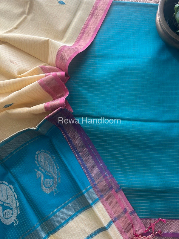 Maheshwari Peacock Buta-Buti Top-Dupatta Set