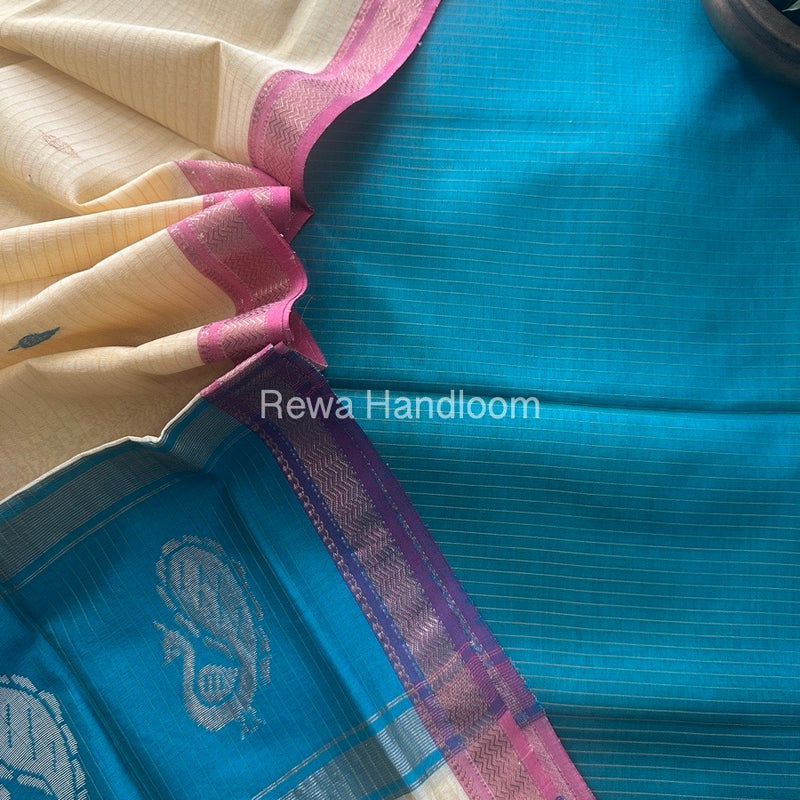 Maheshwari Peacock Buta-Buti Top-Dupatta Set