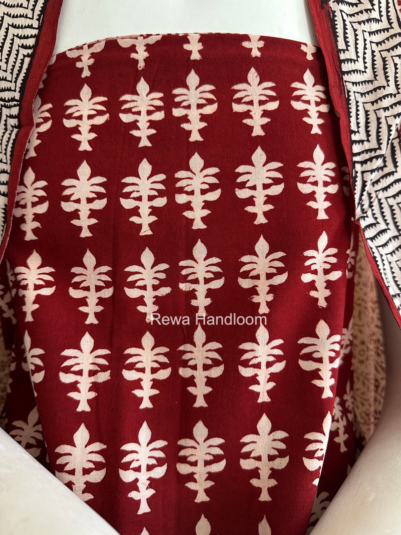 Red-White Bagh Print Cotton Suit BGCSJ0207