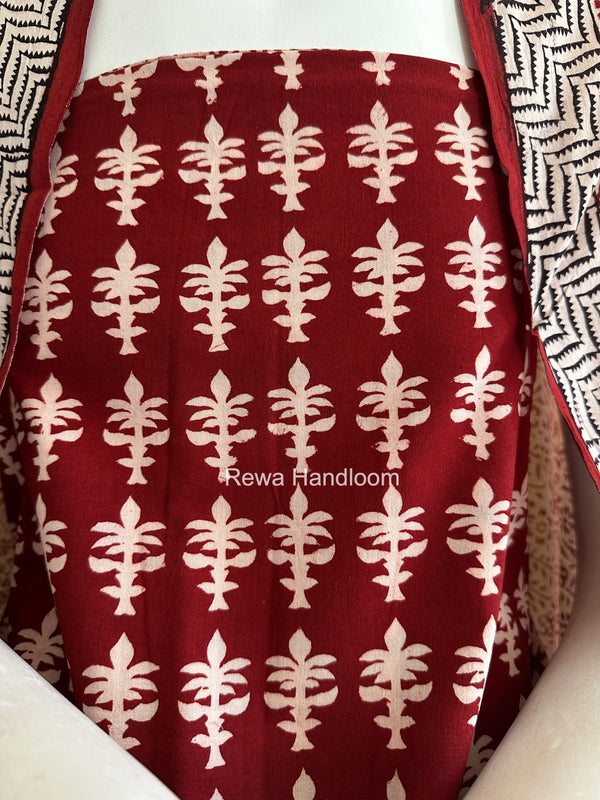 Red-White Bagh Print Cotton Suit BGCSJ0207