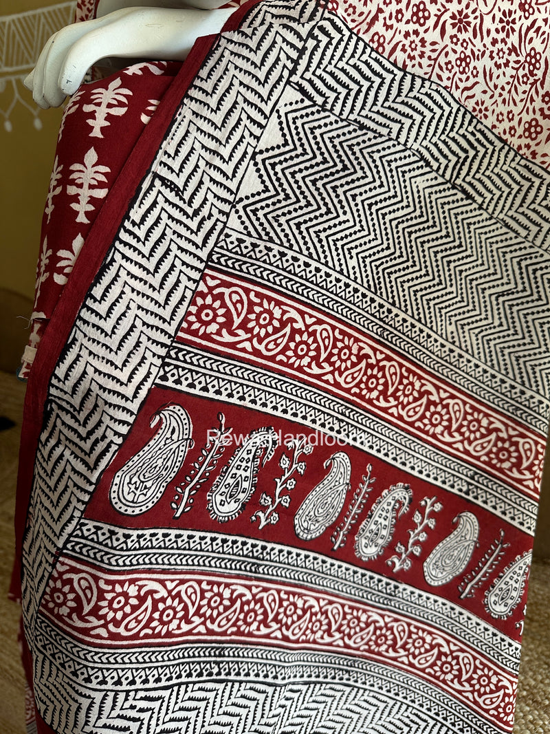 Red-White Bagh Print Cotton Suit BGCSJ0207